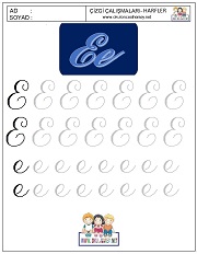 e harfi çizgi çalışması